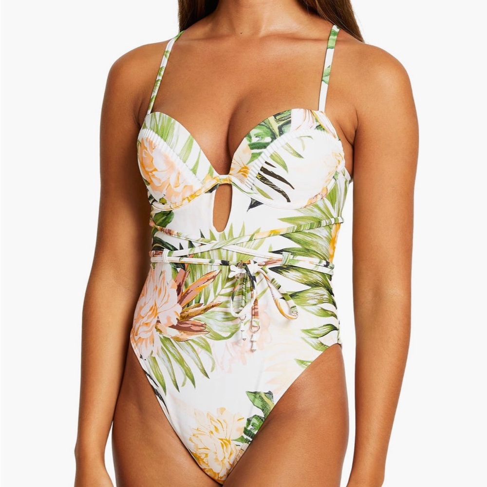 NWT River Island Botanical plunge one piece swimsuit